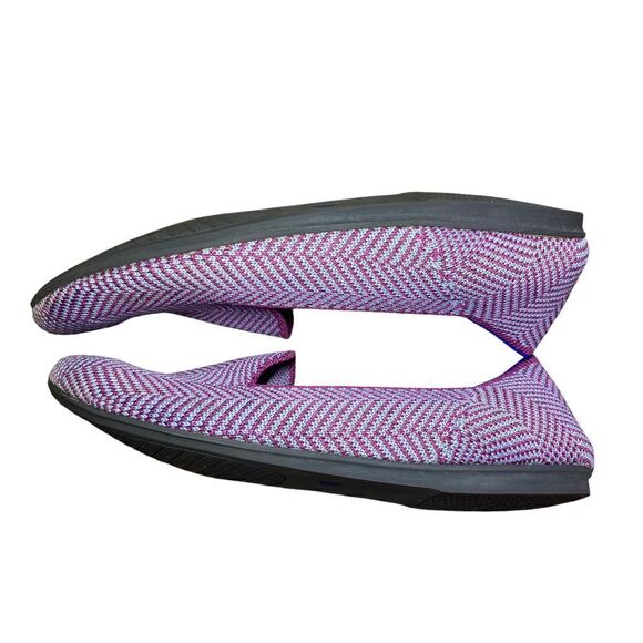 Rothys Pink & Gray Chevron Knit Loafers Slip-On Flats with Blue Trim Size 6 - Picture 9 of 13